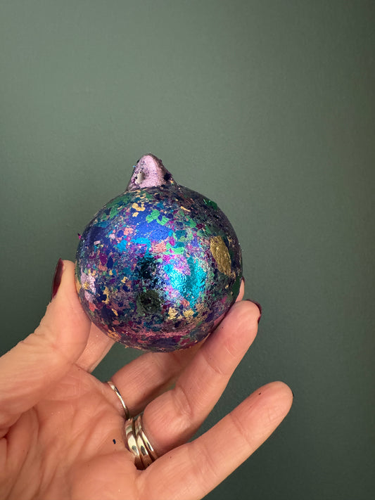 Colourful foil leaf bauble c