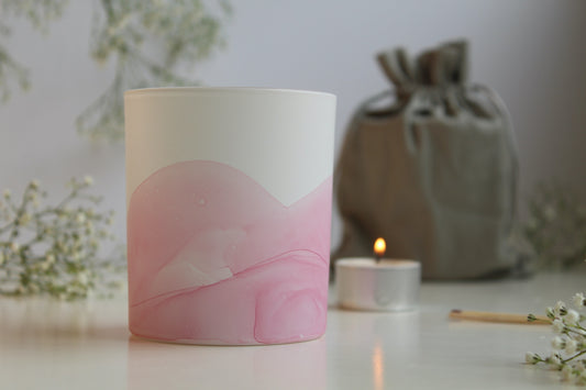 Bright pink painted glass pot