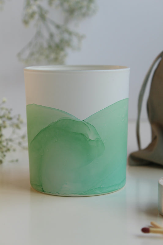 Green painted glass pot