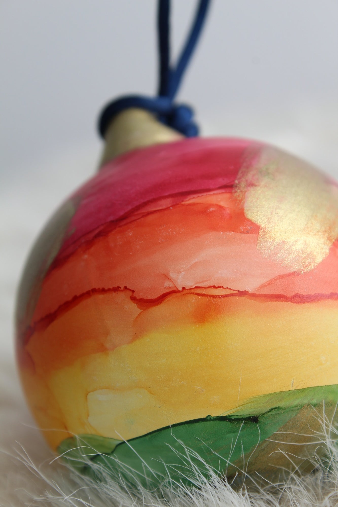Rainbow hand painted Christmas bauble
