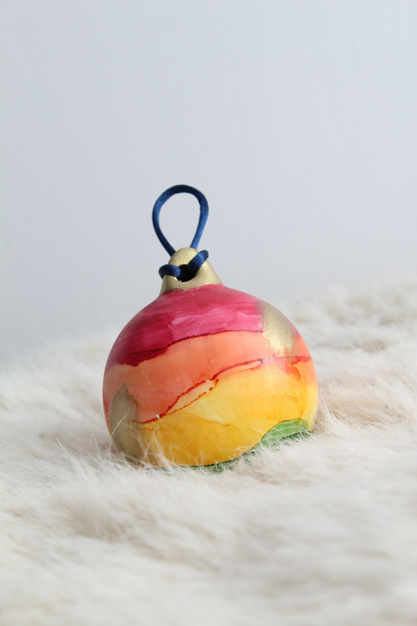 Rainbow hand painted Christmas bauble