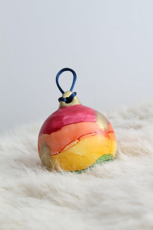 Rainbow hand painted Christmas bauble