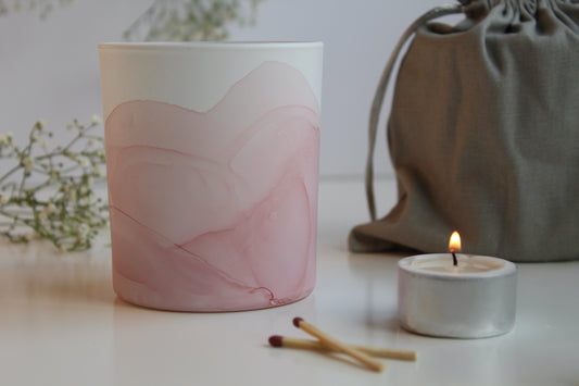 Blush pink painted glass pot