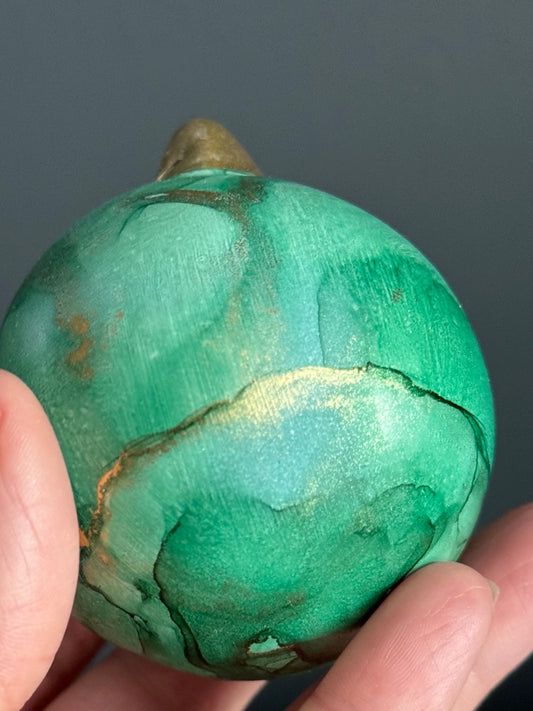Green Hand painted Christmas Bauble
