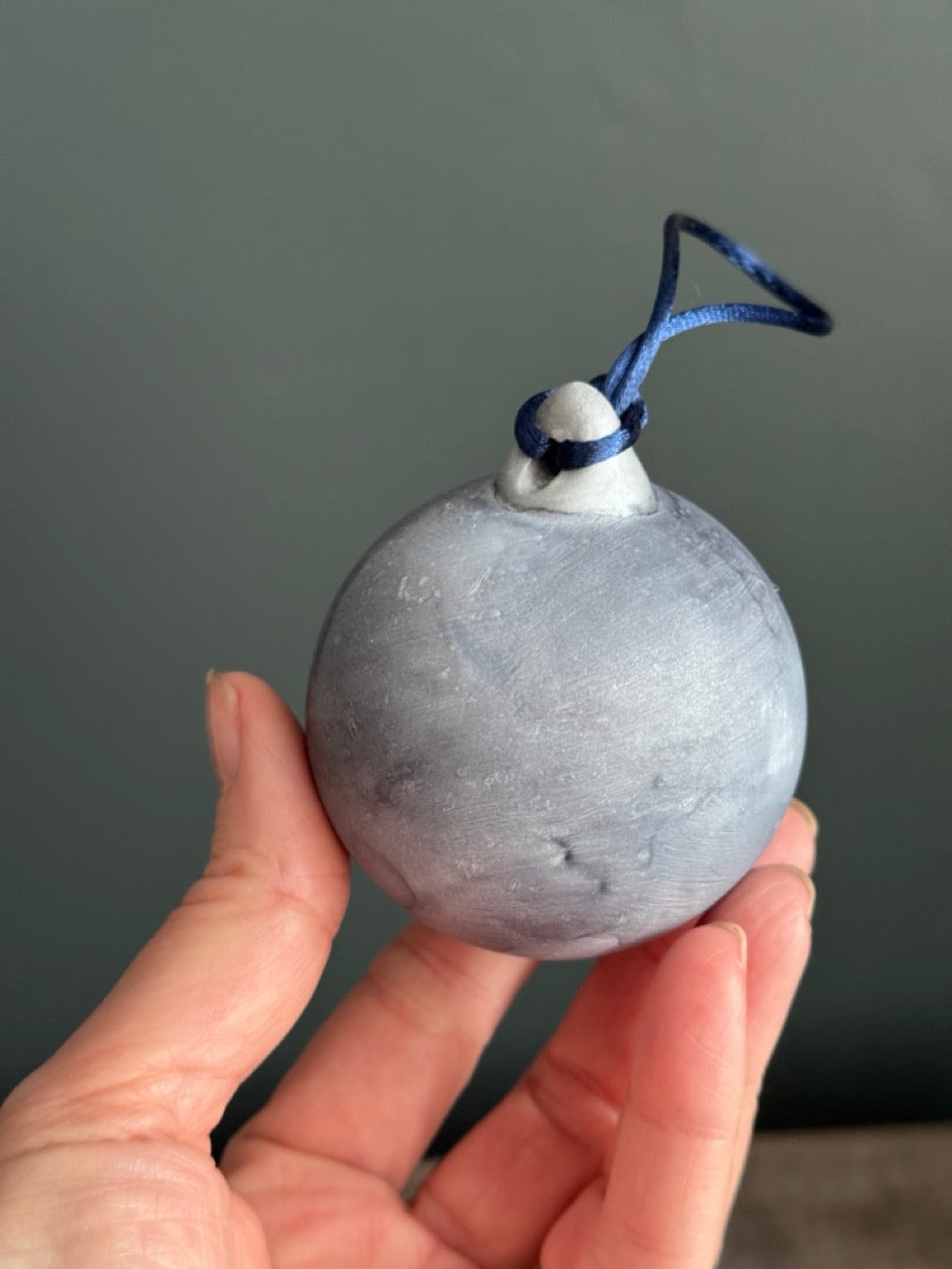 Grey hand painted Christmas bauble