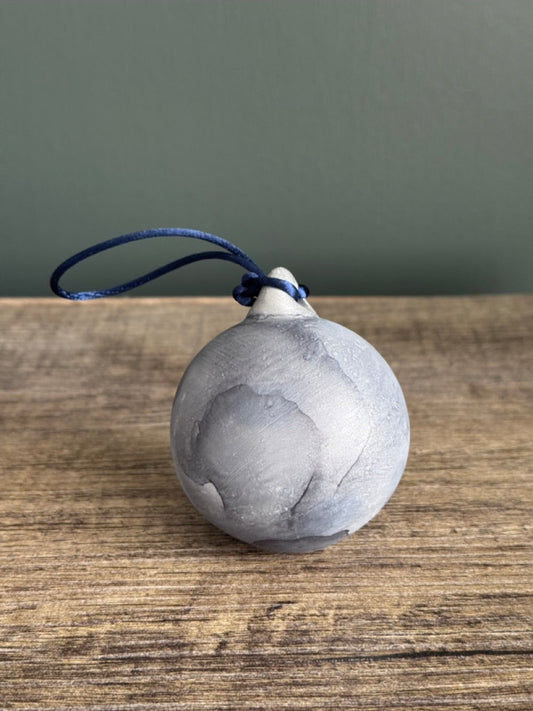 Grey hand painted Christmas bauble