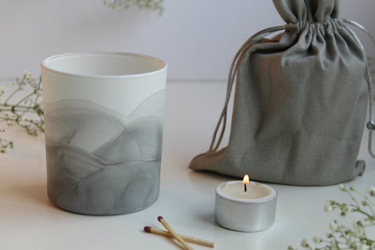 Grey hand painted glass pot