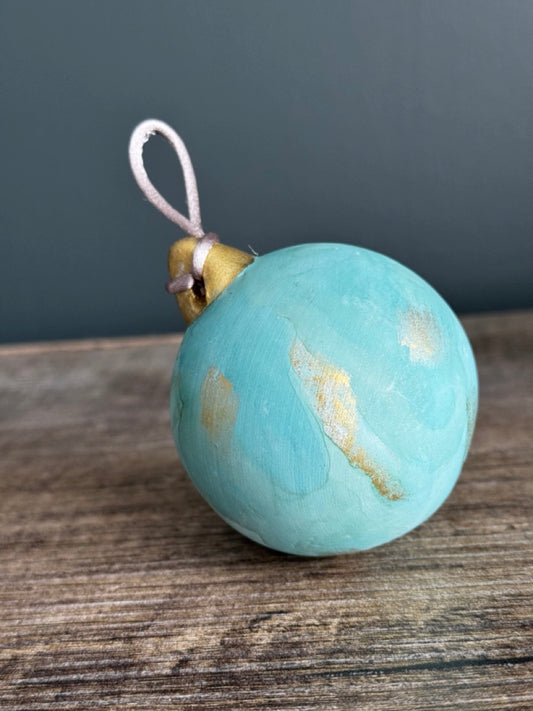 Light Green hand painted Christmas bauble