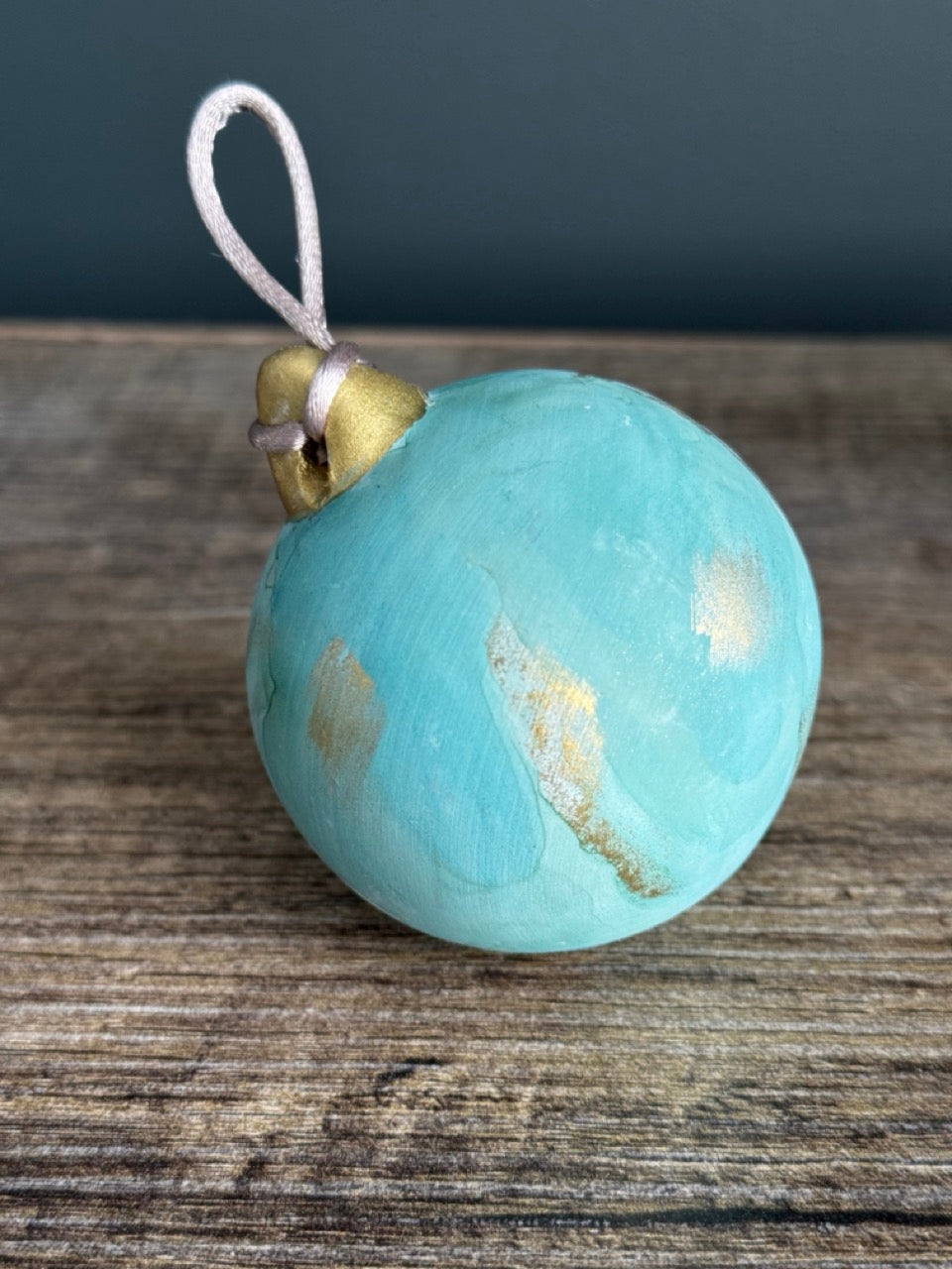 Light Green hand painted Christmas bauble