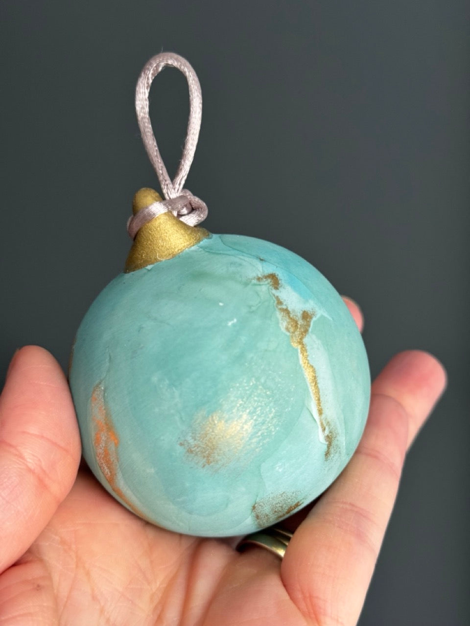 Light Green hand painted Christmas bauble