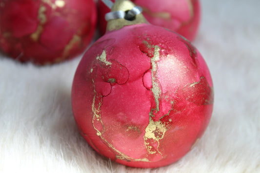 Red and Gold hand painted Christmas bauble