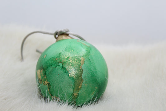 Traditional Green hand painted Christmas bauble