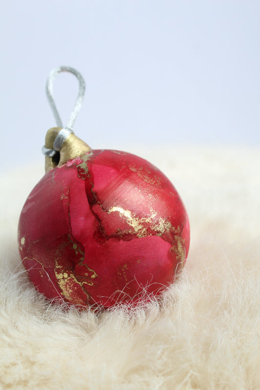 Red and Gold hand painted Christmas bauble