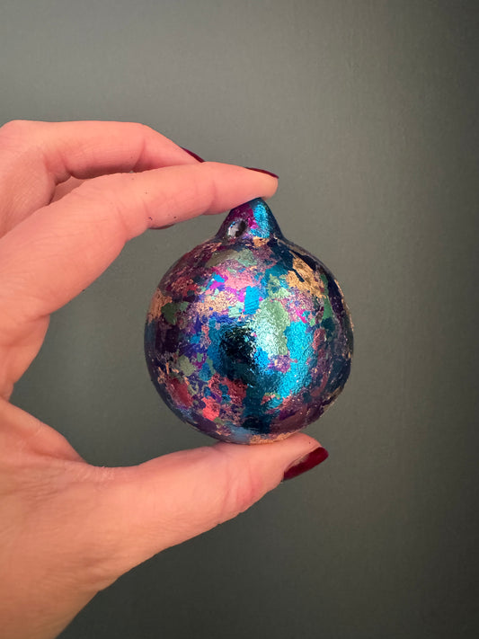 Colourful foil leaf bauble d