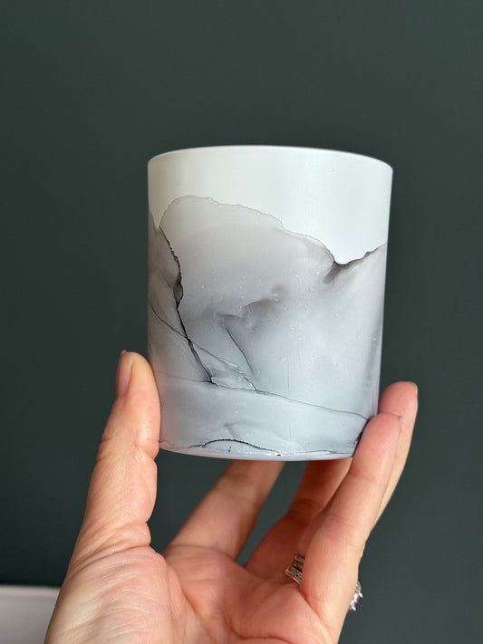 Grey hand painted glass pot