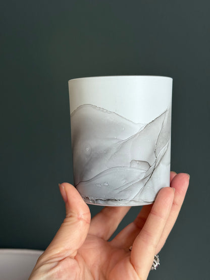 Grey hand painted glass pot