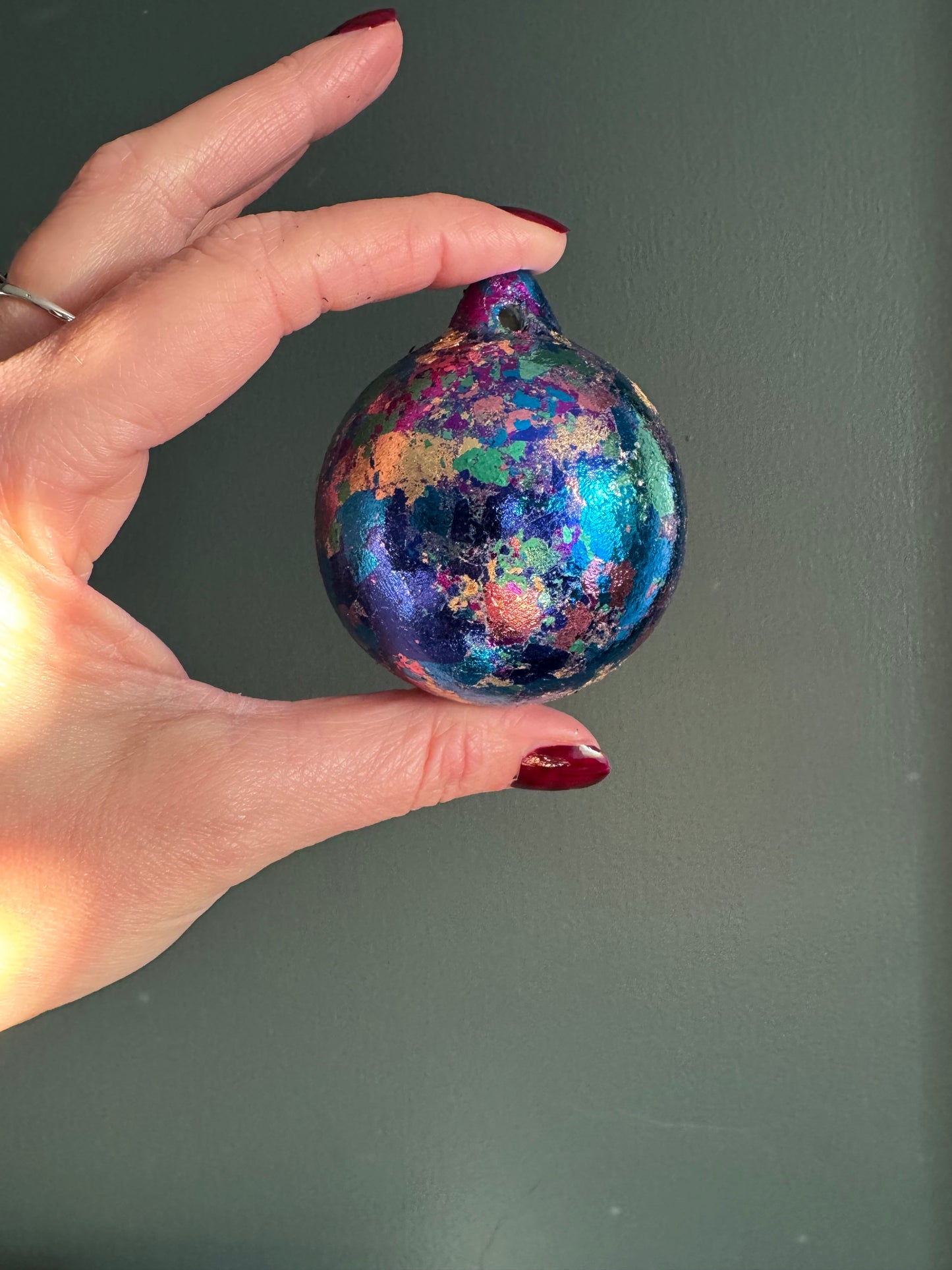 Colourful foil leaf bauble d