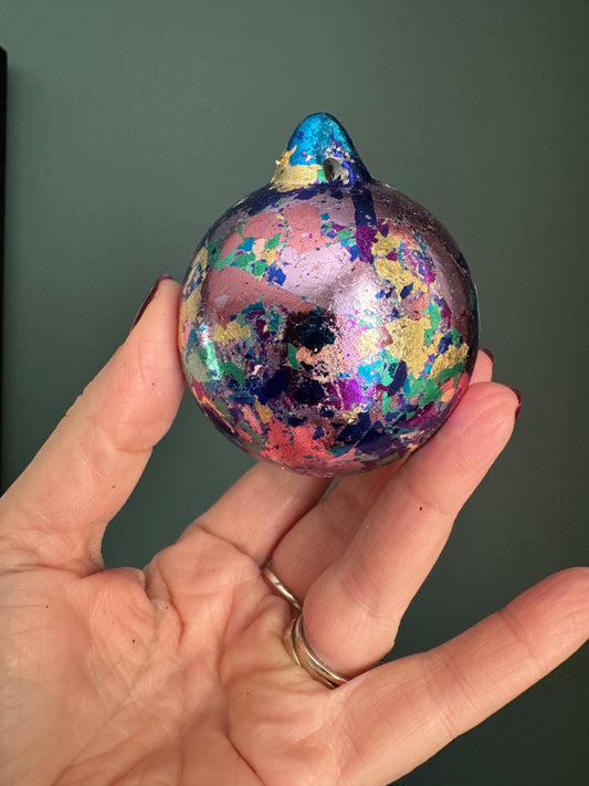 Colourful foil leaf bauble B