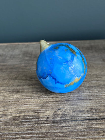 Blue and Gold hand painted Christmas bauble