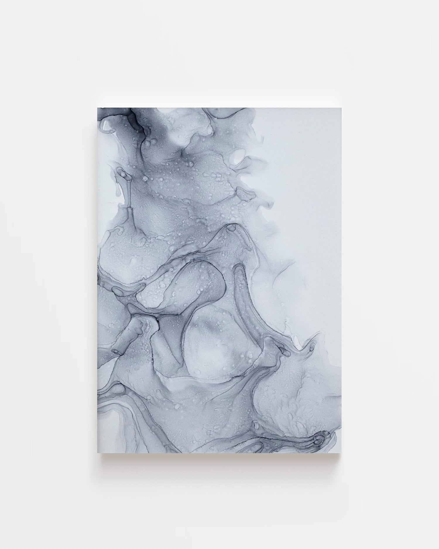 A mounted original ink painting on paper, featuring various shades of grey.