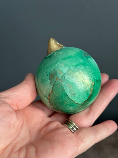 Green Hand painted Christmas Bauble