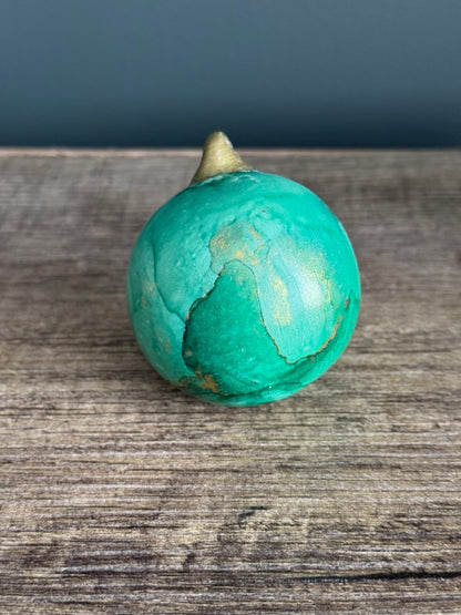 Green Hand painted Christmas Bauble