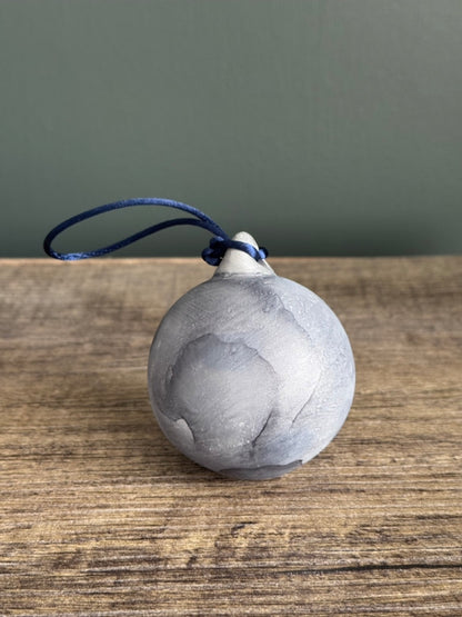 Grey hand painted Christmas bauble