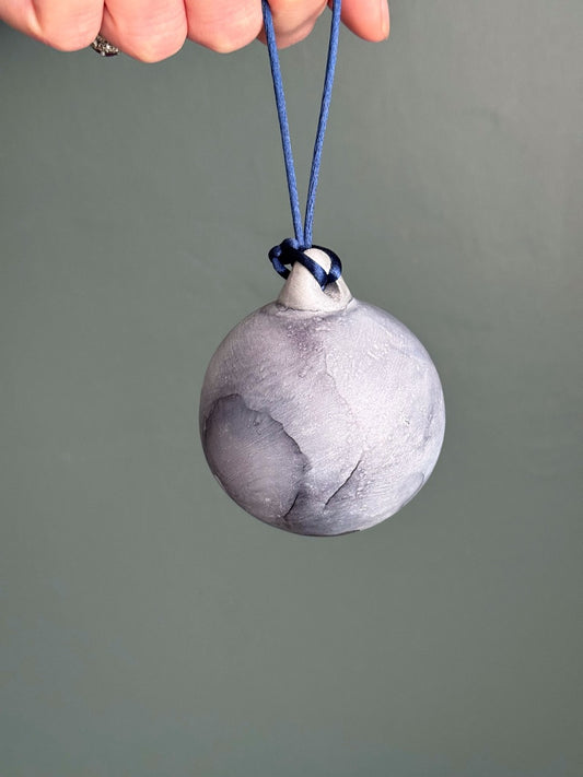 Grey hand painted Christmas bauble