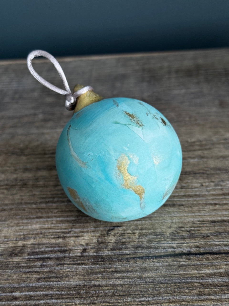 Light Green hand painted Christmas bauble