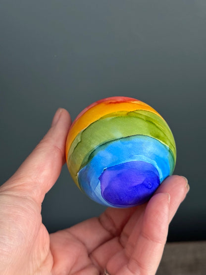 Rainbow hand painted Christmas bauble
