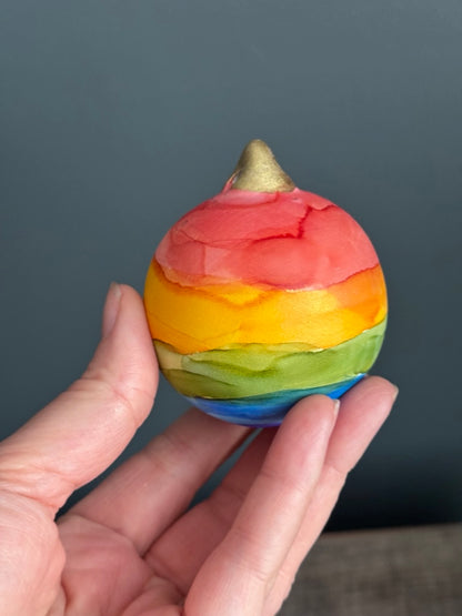 Rainbow hand painted Christmas bauble