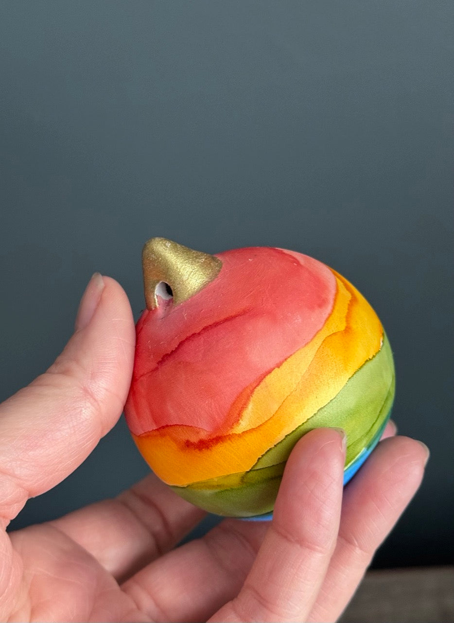 Rainbow hand painted Christmas bauble