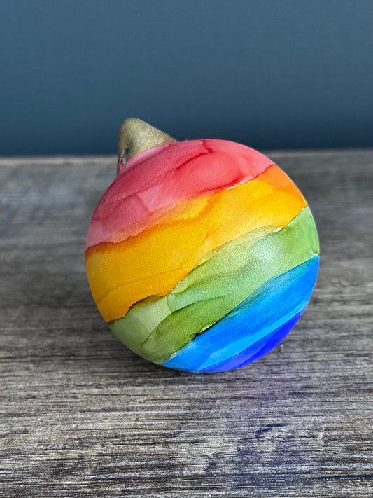 Rainbow hand painted Christmas bauble